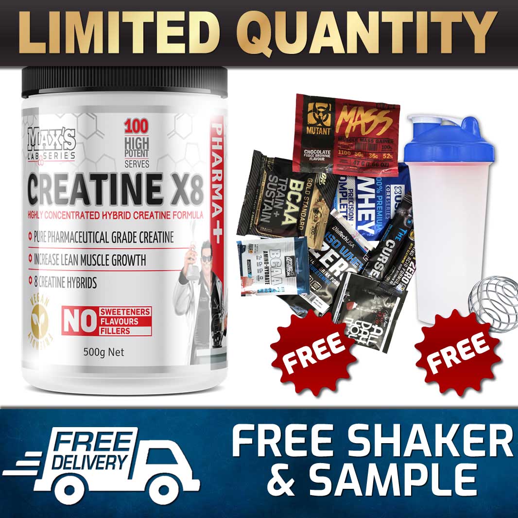 MAX'S CREATINE X8 500g CREATINE // ZERO SUGAR HYBRID ENERGY GAIN MASS 1